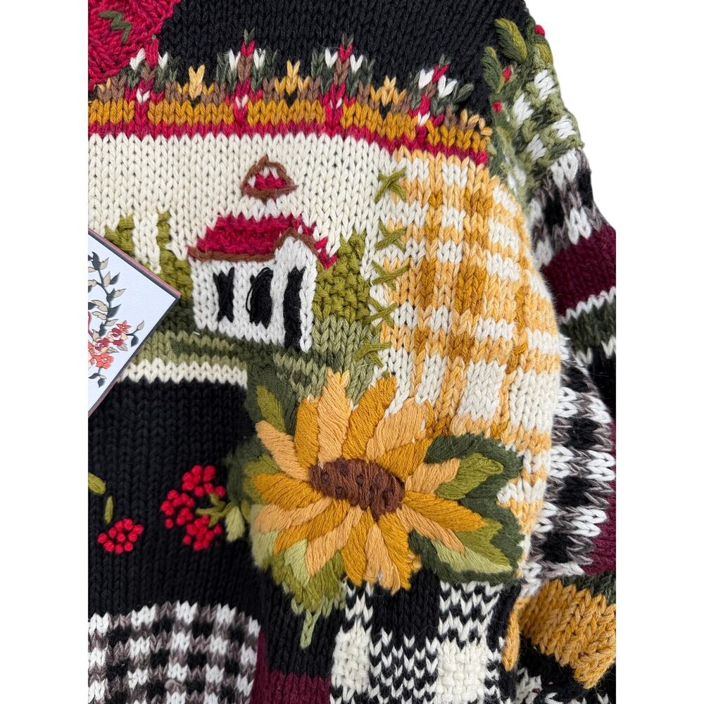 NWT Vintage Heirloom Collectibles Cottagecore Patchwork Knit Cardigan Sweater M - Picture 3 of 7